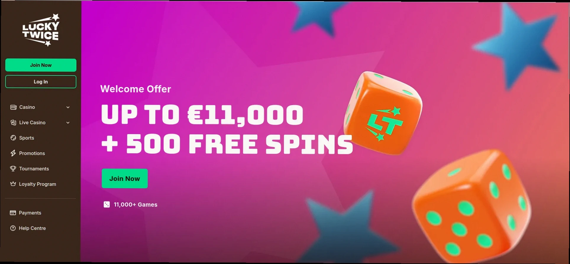 Lucky twice casino welkomstbonus 100% tot €200 plus 100 gratis spins
